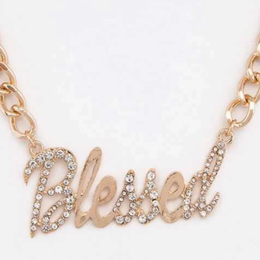 J. ELISE BOUTIQUE GOLD CRYSTAL PENDANT CHAIN LINK NECKLACE AND EARRING SET